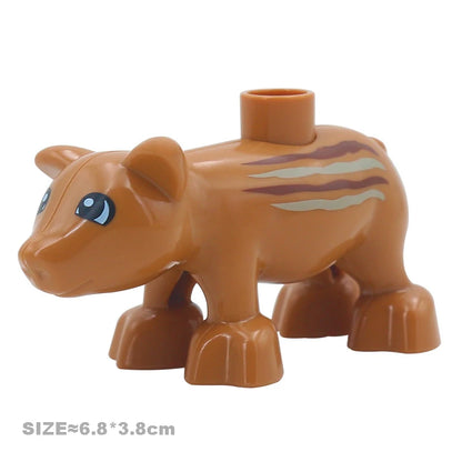 Big Size Building Blocks Farm Animals Set – Cat, Dog, Pig, and Rabbit Model Accessories Compatible with Bricks