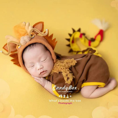 Baby Photography Clothes Set Soft Fabric Sewing Dragon Outfit Baby Boy Romper and Hat Newborn Photography Props