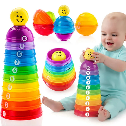 Baby Stacking Cup Rainbow Number Sorting Montessori Toy