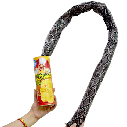 Jumping Spring Snake Gag in Potato Chip Can — 51 in (130 cm) Prank Toy, 1-Pack for Halloween & April Fools