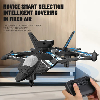 RC Plane with Camera and Obstacle Avoidance – 2.4G Foam Fighter Helicopter Toy for Kids