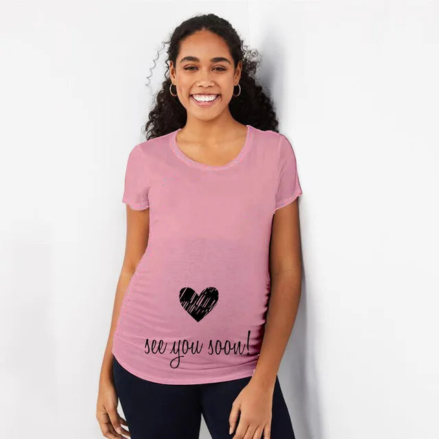 Loading Women Maternity T-Shirt | Short Sleeve Pregnancy Funny Tops | Maternity Clothes | Hot Sale Drop Ship