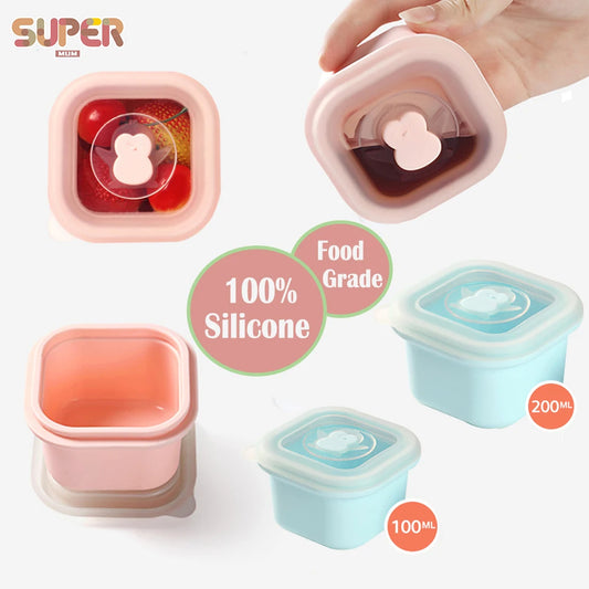 Baby Silicone Food Container – Fruit Snack Box, Breast Milk Storage, Freezer Crisper, Outdoor Fresh Food & Milk Powder Box