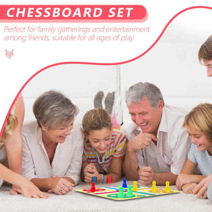 24 cm (9.45 in) Ludo Chess Set Plastic Flying Chess Game with Mouse Pad Portable Mini Table Chess Toy for Home and KTV Bars