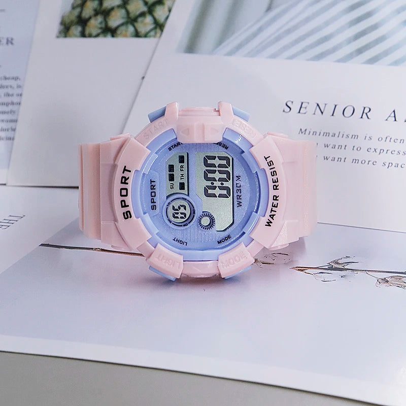YIKAZE Kids Fashion Luminous Waterproof Alarm Clock Watch for Boys and Girls Student Smart Electronic Gift