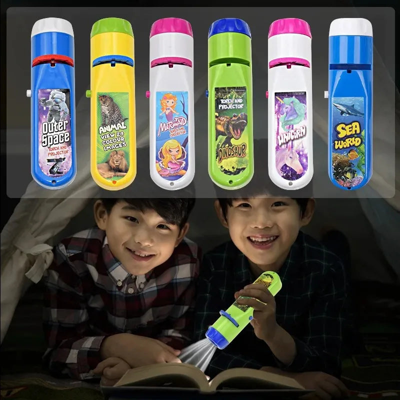 Kids Projection Flashlight Toy — Rotating 24-Image Bedtime Story Projector Light, Educational Night Light for Children
