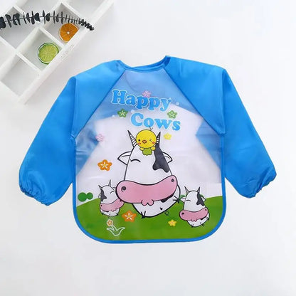 Waterproof Long-Sleeve Baby Bib – Cute Cartoon Apron with Pocket for Self-Feeding (0-3Y) - Kidzy Market