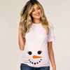 Christmas Pregnant Women T-shirt Snowman Cartoon Printed Pregnancy Announcement Clothes Maternity White Short Sleeve Top