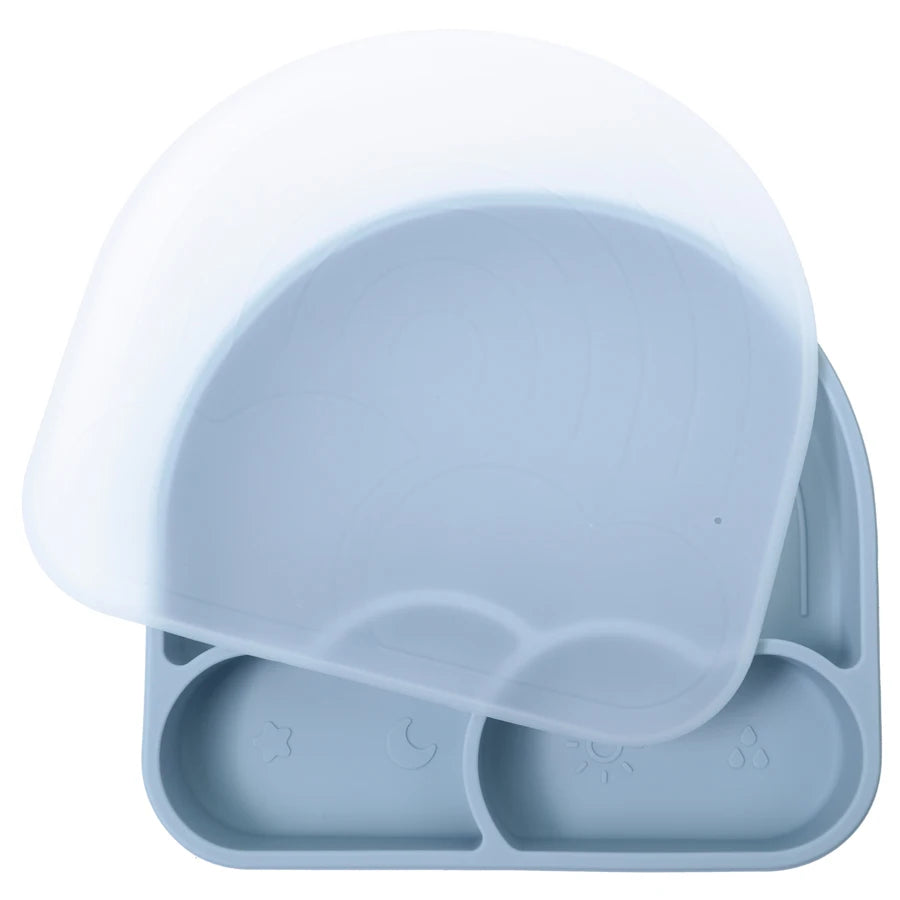 New Design Silicone Dining Plate Suction Cute Cartoon Rainbow Dishes Toddle Training Feeding Sucker Bowls Children's Tableware