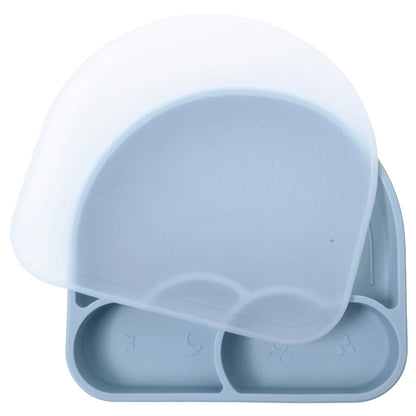 New Design Silicone Dining Plate Suction Cute Cartoon Rainbow Dishes Toddle Training Feeding Sucker Bowls Children's Tableware