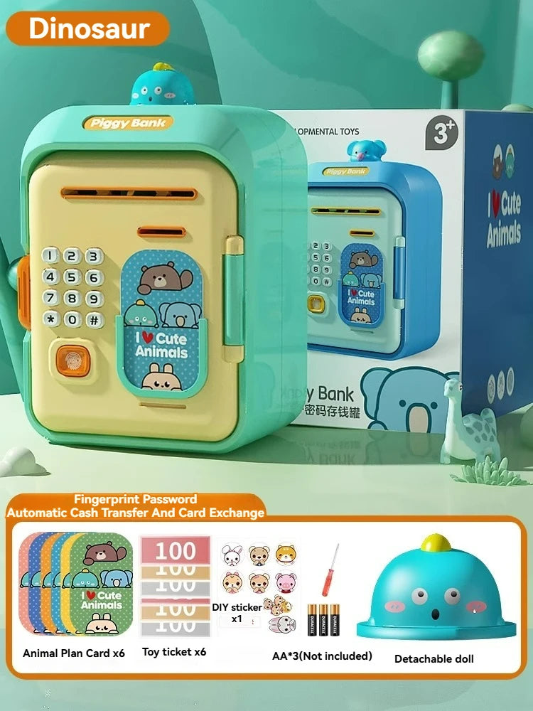 Electronic Piggy Bank with Password Safe Smart Fingerprint Automatic Banking Children's Gift Money Box