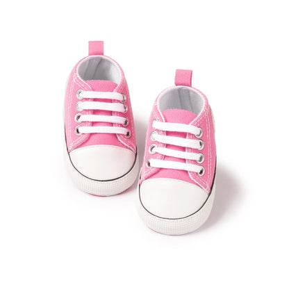 KIDSUN Newborn Multi-Coloured Canvas Baby Shoes – Soft Soled Casual First Toddler Shoes for Boys & Girls