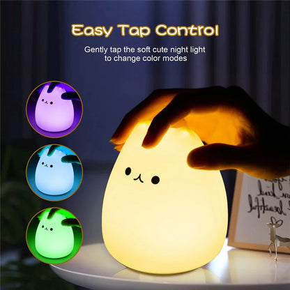 Cat Night Light for Kids Cute Silicone Squishy Touch Lamp Nursery Portable Gift for Children