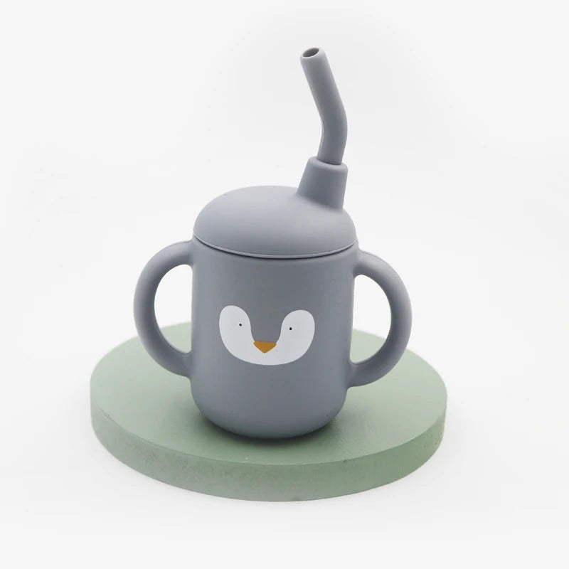 New Cartoon 120ML Baby Silicone Sippy Cup - BPA-Free, Portable Snack Storage Container, Leakproof Trainer Feeding Cup