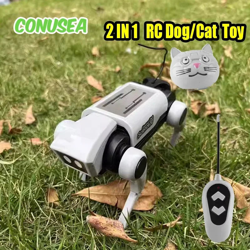 2-in-1 RC Robot Puppy and Cat Toy – DIY Assembling Mechanical Animal for Kids