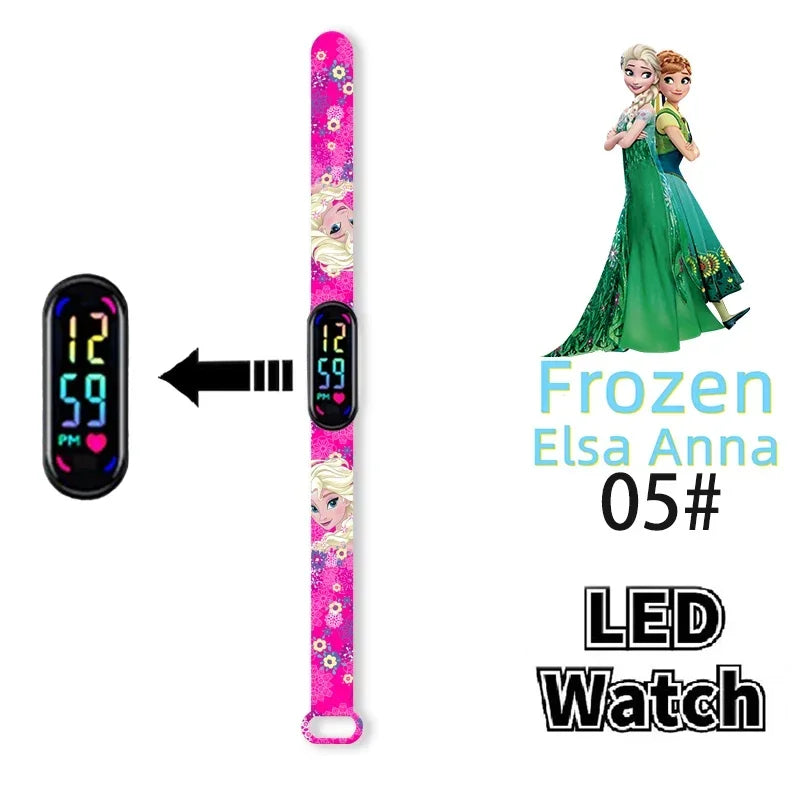 Disney Princess Frozen Elsa Kids Digital Watch Cartoon LED Touch Waterproof Electronic Birthday Gift Toy