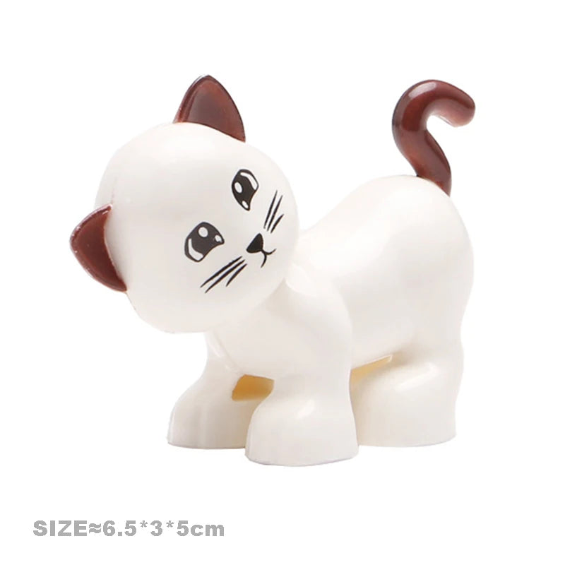 Big Size Building Blocks Farm Animals Set – Cat, Dog, Pig, and Rabbit Model Accessories Compatible with Bricks