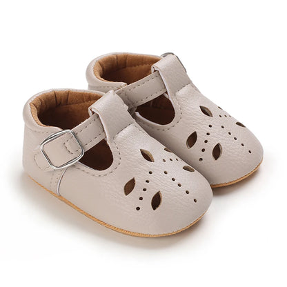 Khaki Baby Casual Shoes 0-18M Infant Toddler Bowknot Non-Slip Rubber Soft-Sole Flat PU First Walker Newborn Mary Janes