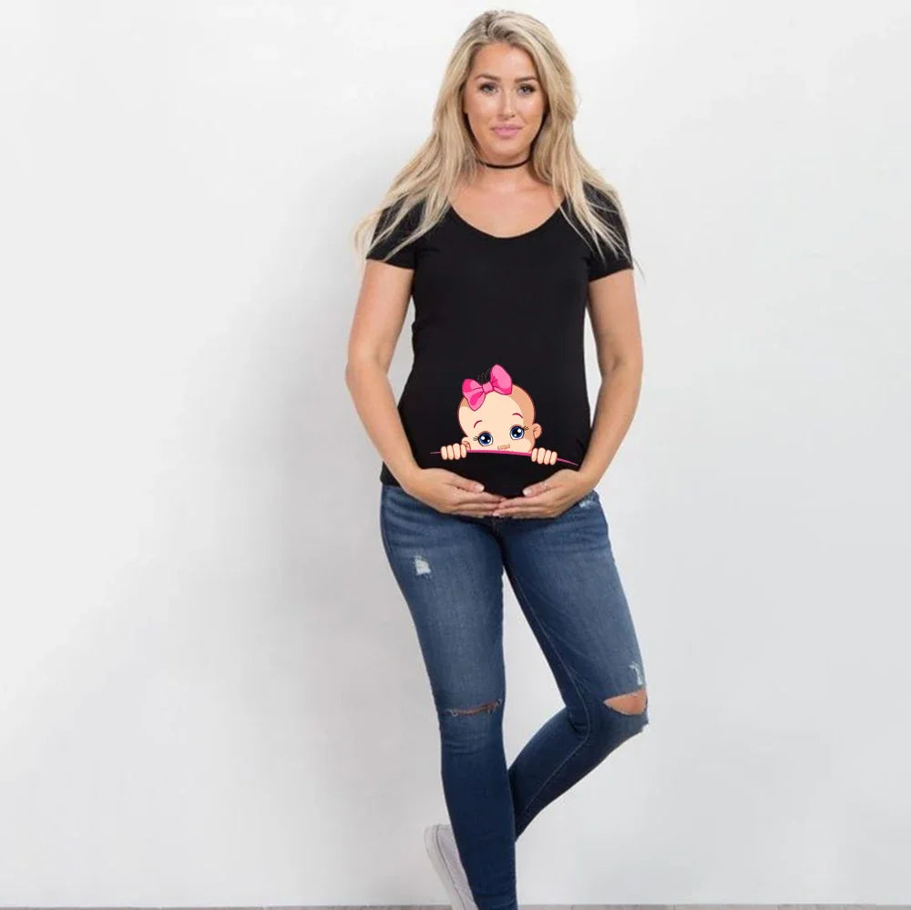 Women Pregnancy T-shirt It's A Girl Baby Print Pregnant Maternity T-shirts Funny Pregnant Women Summer Tees Tops