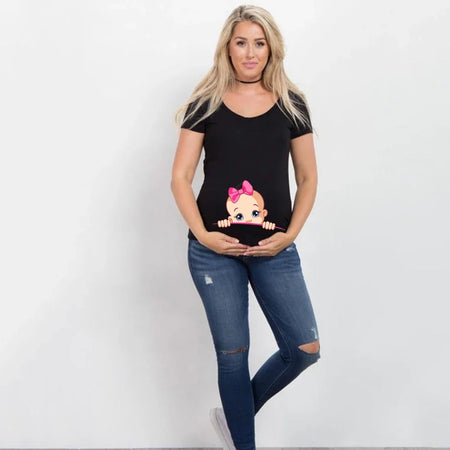 Women Pregnancy T-shirt It's A Girl Baby Print Pregnant Maternity T-shirts Funny Pregnant Women Summer Tees Tops