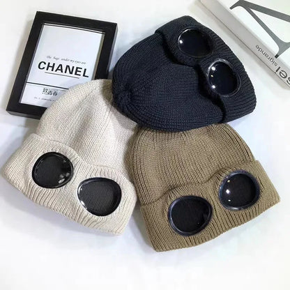 Unisex Knit Ski Beanie with Built-In Goggles — Windproof, Anti-Slip Ear-Protection Winter Hat, One Size Fits Most (54–60 cm / 21–23.6 in)
