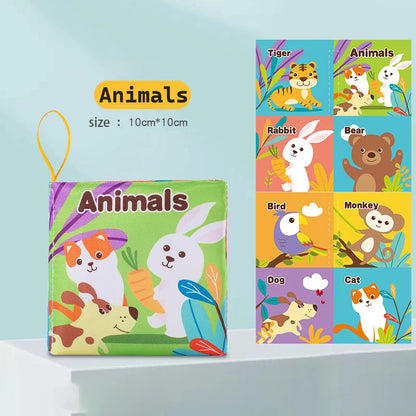 Soft Baby Fabric Book - Interactive Sensory Activity Cloth Book for Babies, First Educational Montessori Early Learning Game