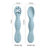 2PCS Baby Learning Spoons Set - Silicone Toddler Liquid Food Spoon & Fork Utensils, Soft Scoop Weaning Cutlery, Baby Feeding Tableware