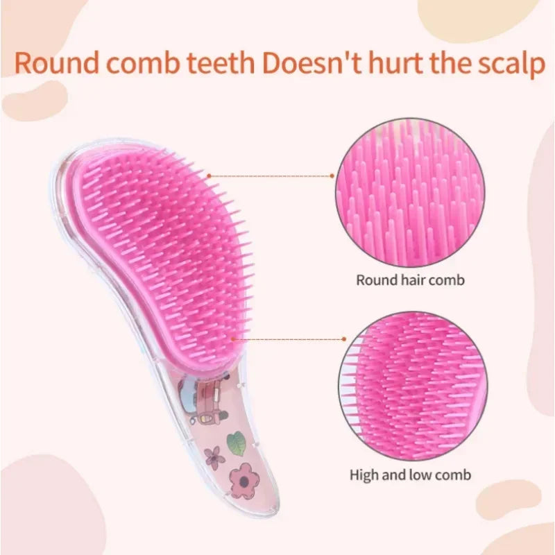 New Cute Hairdressing Comb for Kids - Anti-Knot Massage Flowing Bead Comb for Girls - Dress Up, Makeup Toy Gifts
