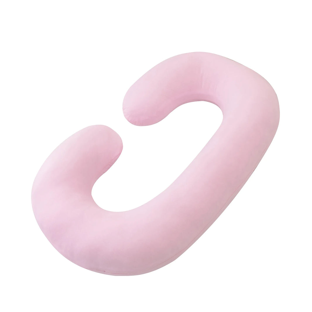 C-Shaped Pregnancy Pillow with Star Pattern – Supportive Belly and Back Pillow for Side Sleeping, Solid Color Maternity Pillow