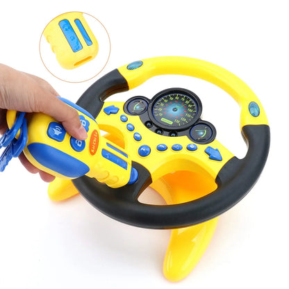 Electric Simulation Steering Wheel Toy with Light and Sound Educational Children’s Co-Pilot Car Vocal Toy Gift