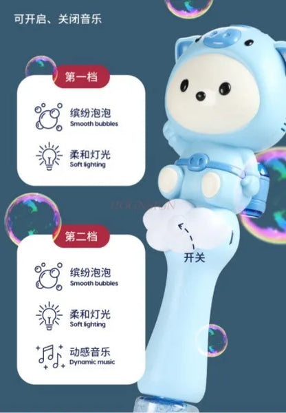 HOGNSIGN Handheld Automatic Bubble Machine Gun for Kids – Portable Bubble Blower with Built-In Battery, Includes 2 Bubble Solution Bottles