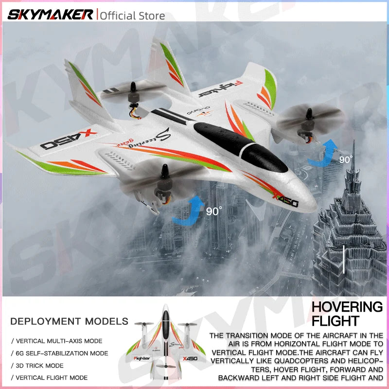 WLtoys XKS X450 2.4G RC Airplane 3D 6G 6CH Fixed Wing LED Vertical Takeoff RTF