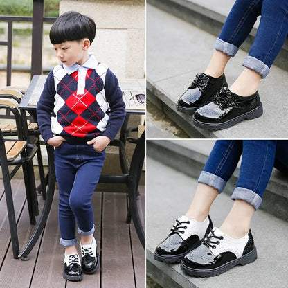New Spring Summer Autumn Kids Shoes – British Style Casual PU Leather Sneakers for Boys & Girls