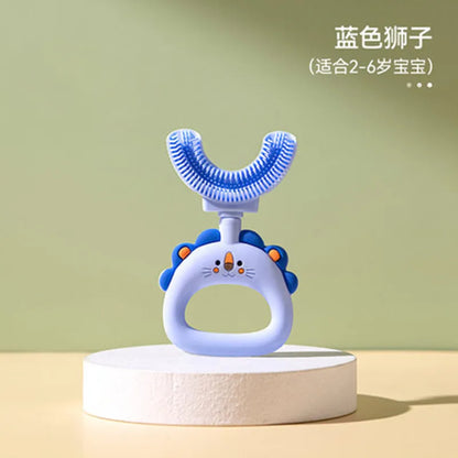 New Children's U-Shape 360 Degree Toothbrush, Silicone Brush for Toddlers, Cartoon Pattern Oral Care