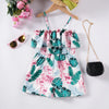 Toddler Girls Summer Jumpsuit – Leaf Print Camisole Romper (Beach Style Outfit)