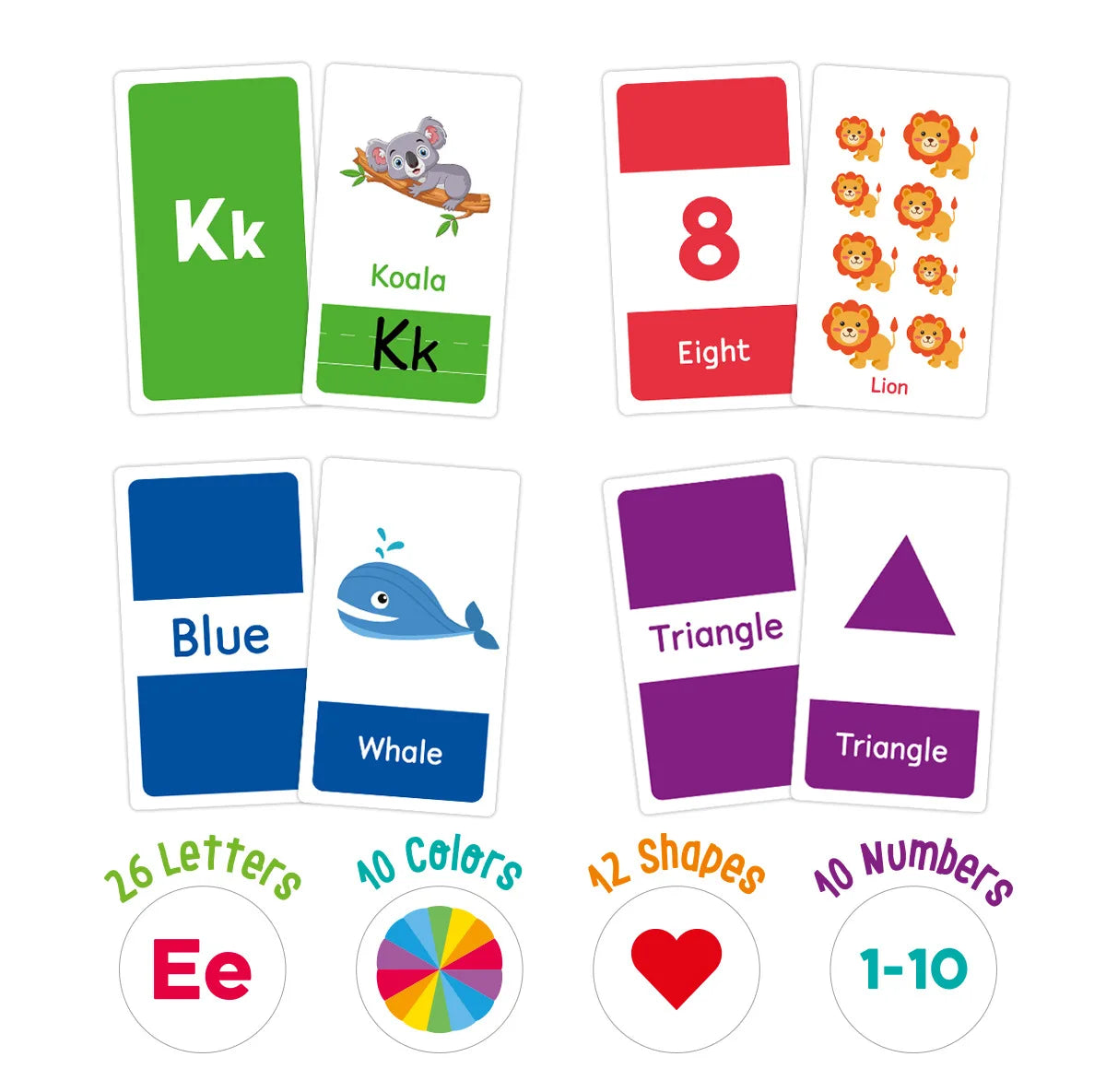 58PCS ABC Alphabet Flashcards - Montessori Early Education Toys, Shapes, Animals Learning Cards, Puzzles for Kids, Gift