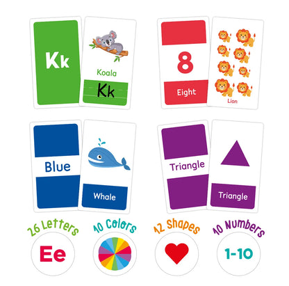 58PCS ABC Alphabet Flashcards - Montessori Early Education Toys, Shapes, Animals Learning Cards, Puzzles for Kids, Gift