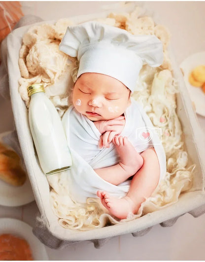 Baby Chef Apron & Hat Set – Cute Baby Cook Costume for Newborn Photography Prop & Outfit