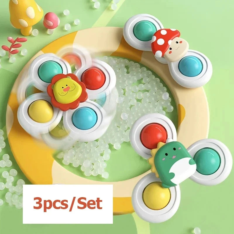 3Pcs Suction Cup Rotating Toy for Babies – Hand-Eye Coordination Educational Training, Bath and Travel Toy, Birthday or Christmas Gift