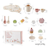 Wooden Montessori Tea Set with BPA-Free Silicone Teapot & Cups - Pretend Play Kitchen Set for Toddlers & Kids