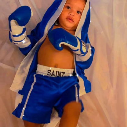Newborn Baby Boxer Boxing Robe Set with Gloves & Shorts – Photography Props for Baby’s Birthday Photoshoot