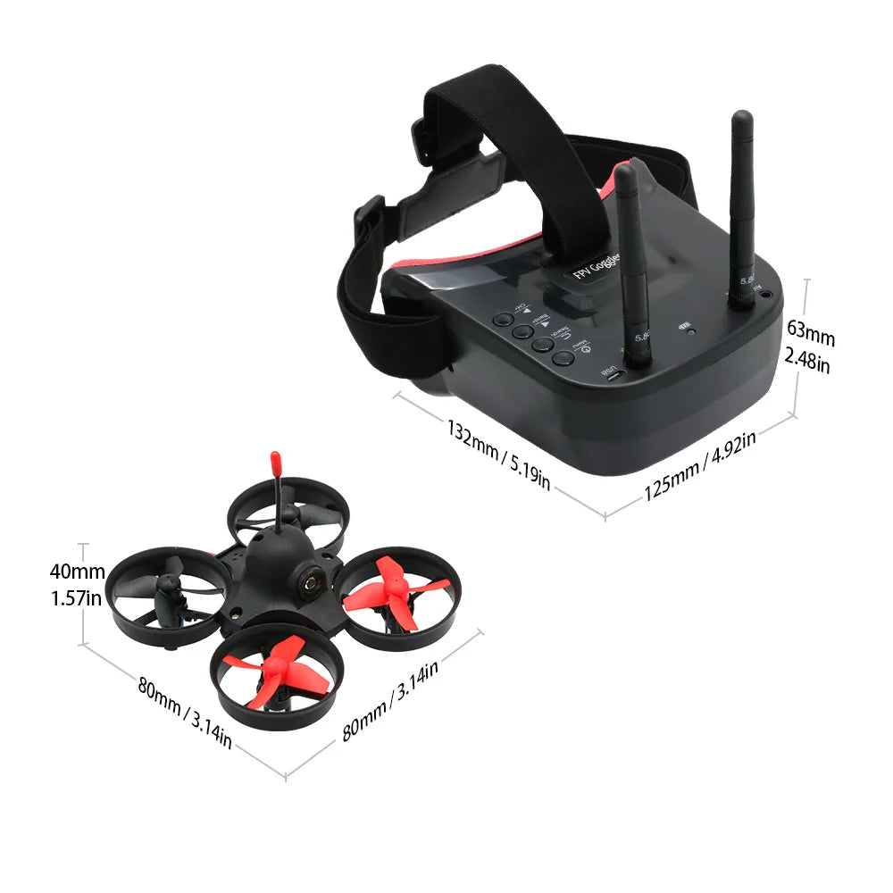 RTF Micro FPV Racing Quadcopter – 5.8G 800TVL Camera with 3-Inch FPV Goggles