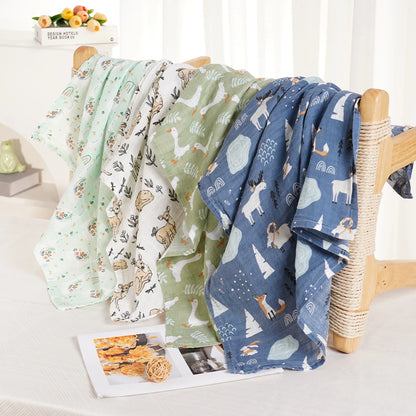Elinfant 4-Piece Set – Soft Muslin Baby Burp Cloths & Drool Bibs, 60x60cm Comfortable Baby Scarf Blanket - Kidzy Market
