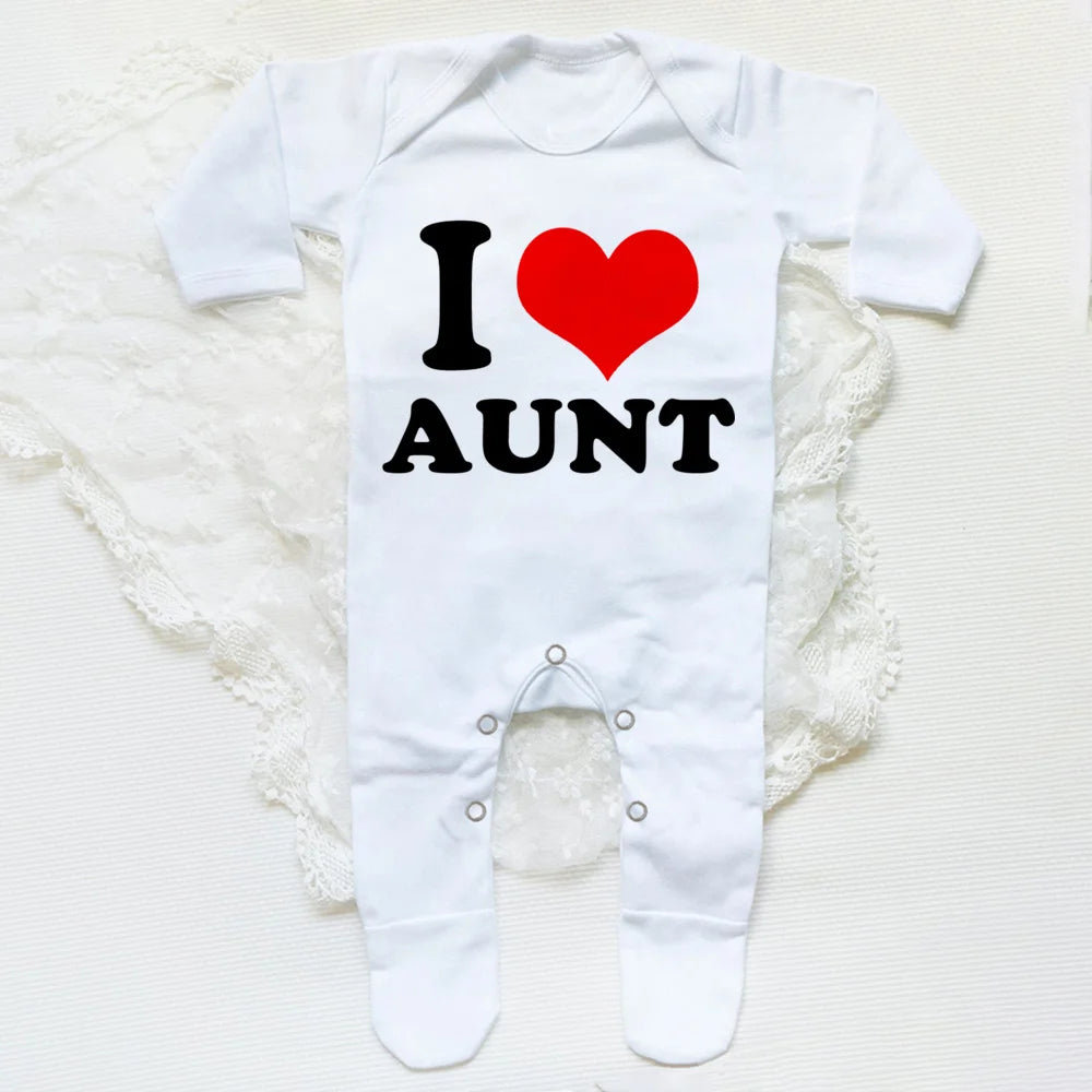 I Love Papa Mama Baby Babygrow Sleepsuit – Cute Coming Home Outfit, Newborn Shower Gift, Boy Girl White Romper, Infant Sleepsuit