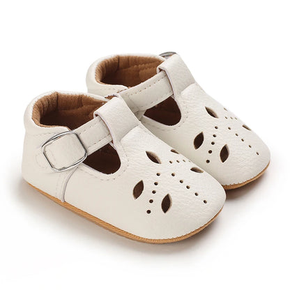 Khaki Baby Casual Shoes 0-18M Infant Toddler Bowknot Non-Slip Rubber Soft-Sole Flat PU First Walker Newborn Mary Janes