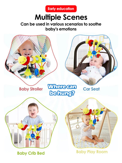 0-6 Months Colorful Label Bed and Hanging Comfort Toys for Infants, Crib and Car Seat
