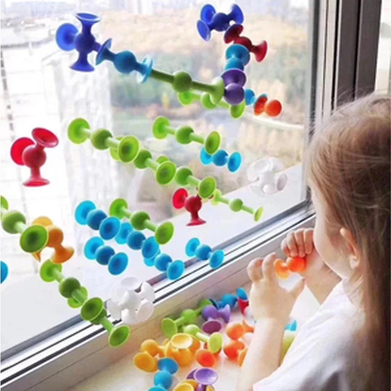 Suction Cup Soft Throw Darts Set – Building Blocks Pop Sucker Fidget Toy, Parent-Child Interactive Game for Kids