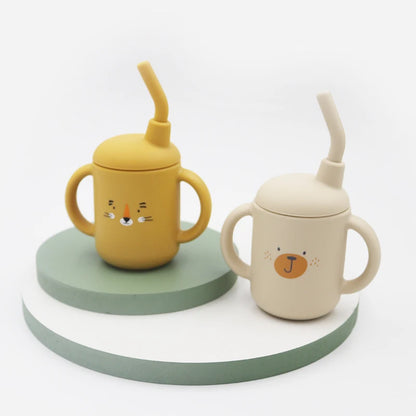 New Cartoon 120ML Baby Silicone Sippy Cup - BPA-Free, Portable Snack Storage Container, Leakproof Trainer Feeding Cup