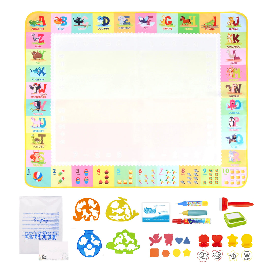 100x80CM Magic Water Drawing Mat – Reusable Doodle and Coloring Board with Magic Pens, Montessori Educational Toy for Kids