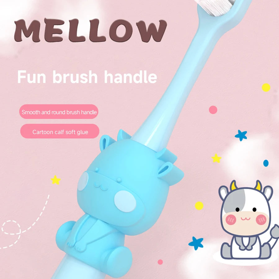 3-Color Children's Soft Bristle Toothbrush - For Kids Aged 3-12, Gently Removes Stains and Protects Gums